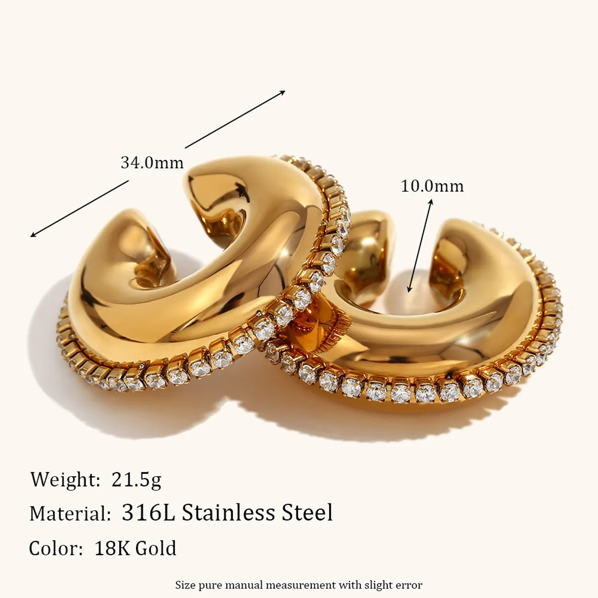 Simple Style Geometric Stainless Steel Inlay Zircon Ear Cuffs 1 Pair