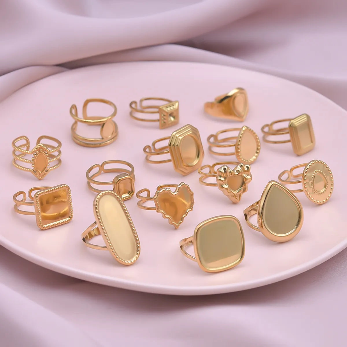 Wholesale Jewelry Simple Style Geometric 304 Stainless Steel 18K Gold Plated Irregular Open Rings