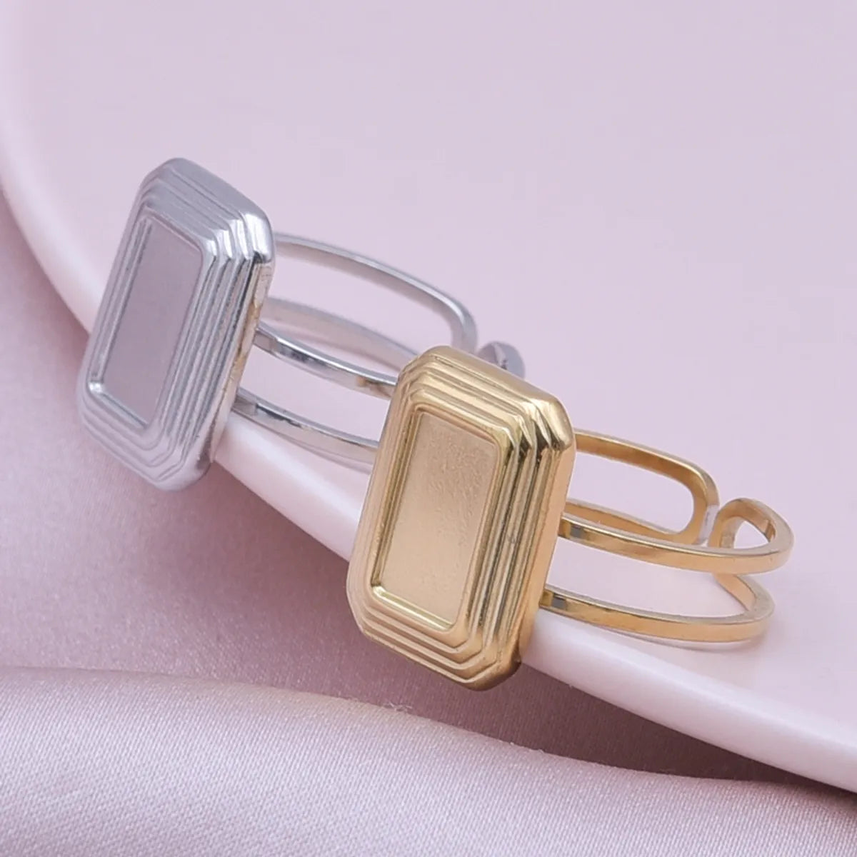 Wholesale Jewelry Simple Style Geometric 304 Stainless Steel 18K Gold Plated Irregular Open Rings