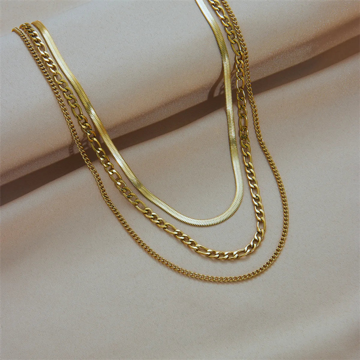 Simple Style Geometric Stainless Steel Layered Necklaces Gold Plated Stainless Steel Necklaces