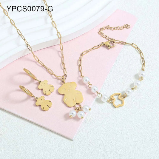 Simple Style Geometric Stainless Steel Pearl Plating 18k Gold Plated Jewelry Set