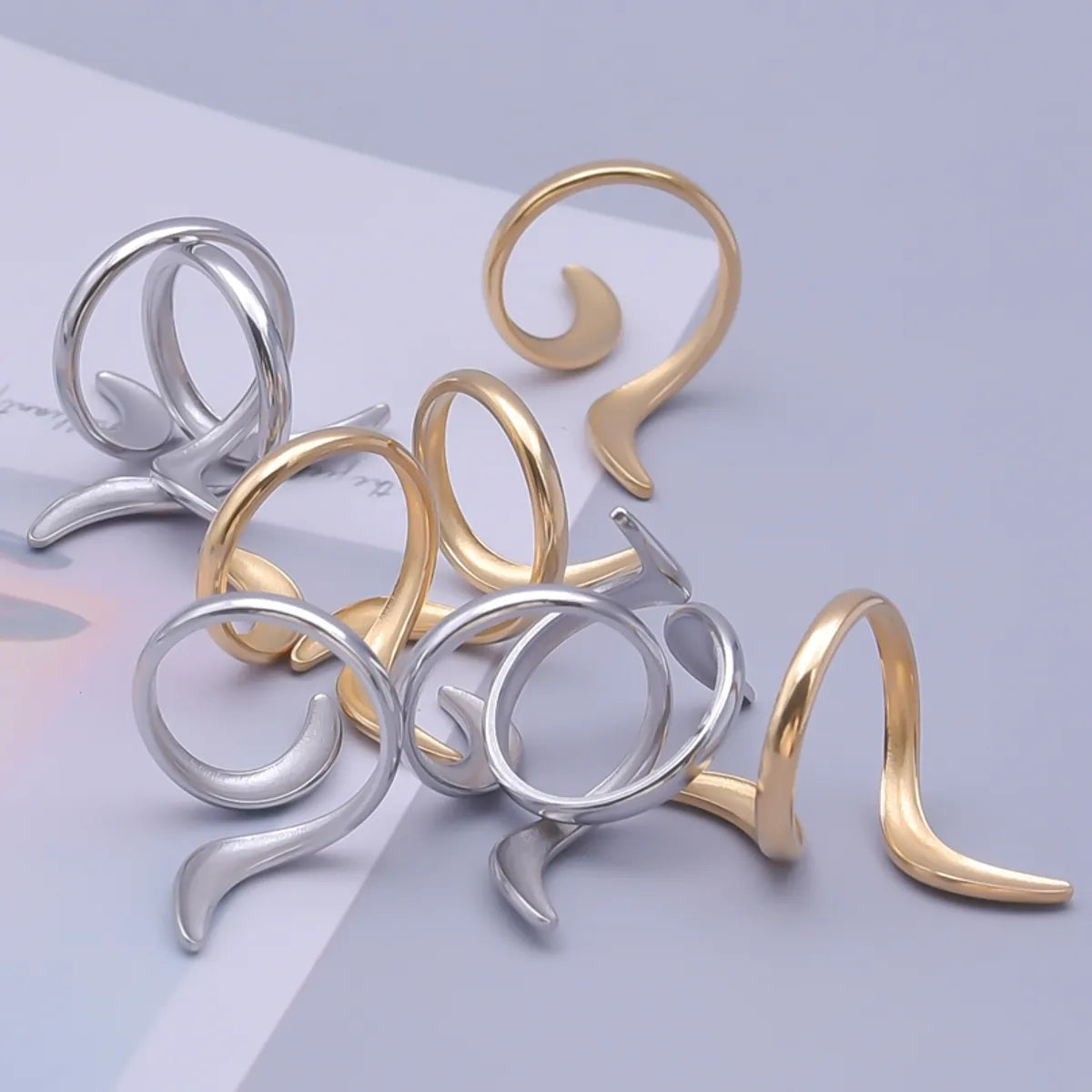 Simple Style Geometric Stainless Steel Plating 18k Gold Plated Open Rings