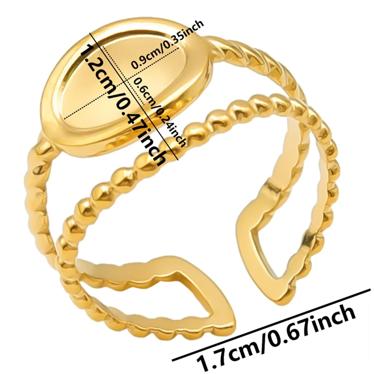 Wholesale Jewelry Simple Style Geometric 304 Stainless Steel 18K Gold Plated Plating Open Rings