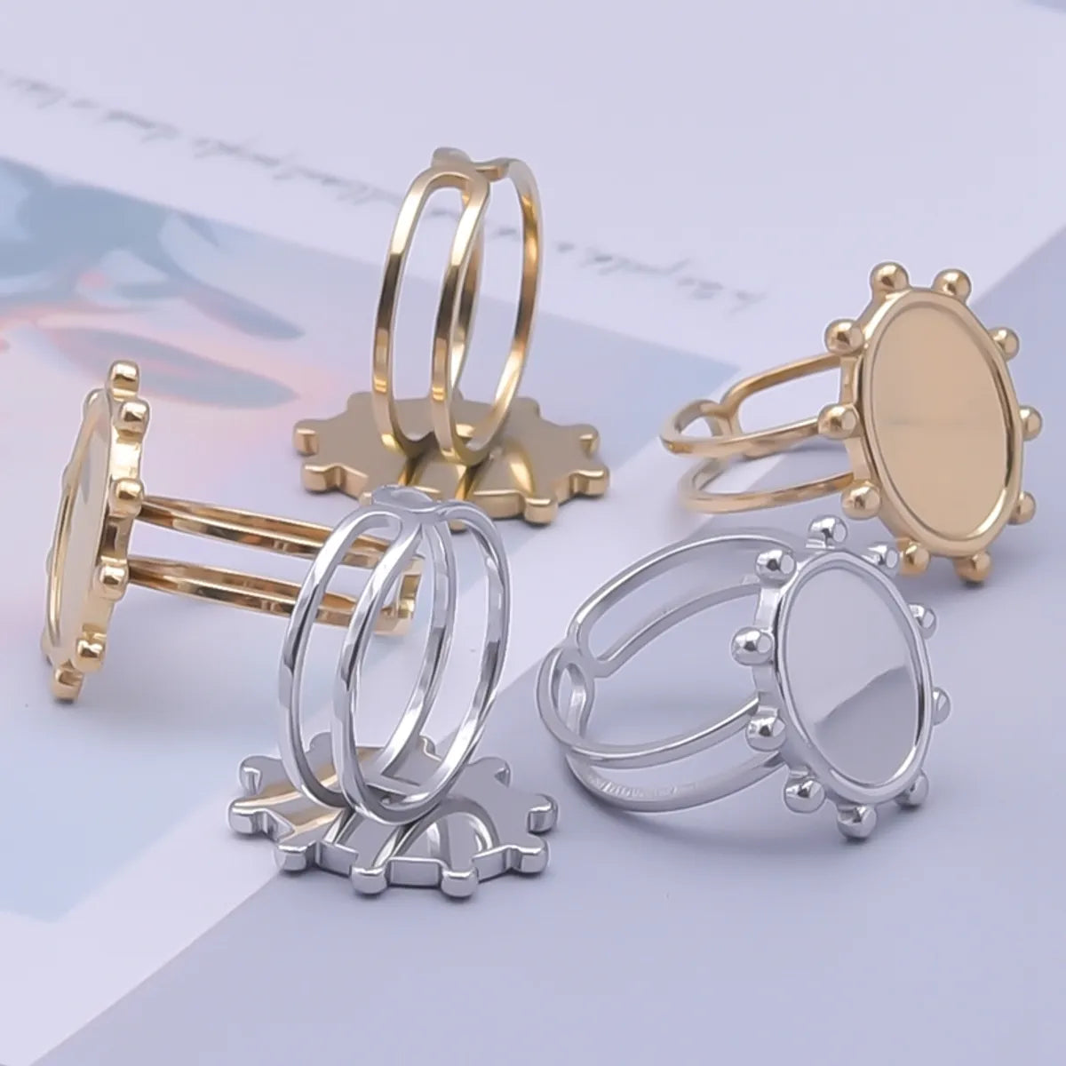 Wholesale Jewelry Simple Style Geometric 304 Stainless Steel 18K Gold Plated Plating Open Rings