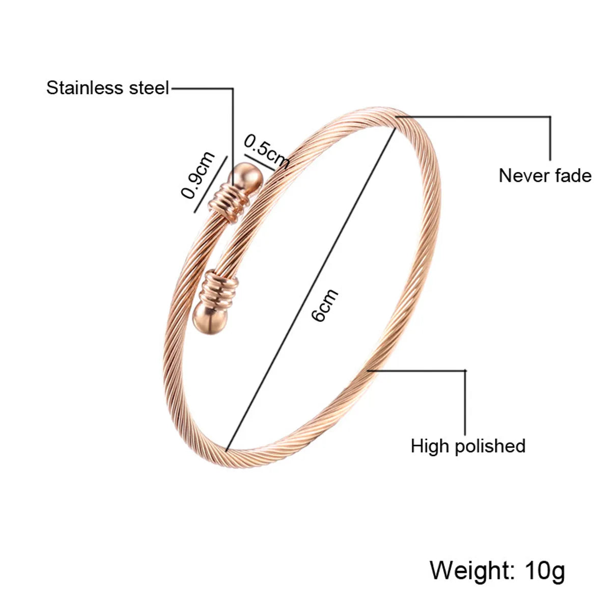 Simple Style Geometric Stainless Steel Plating Bangle