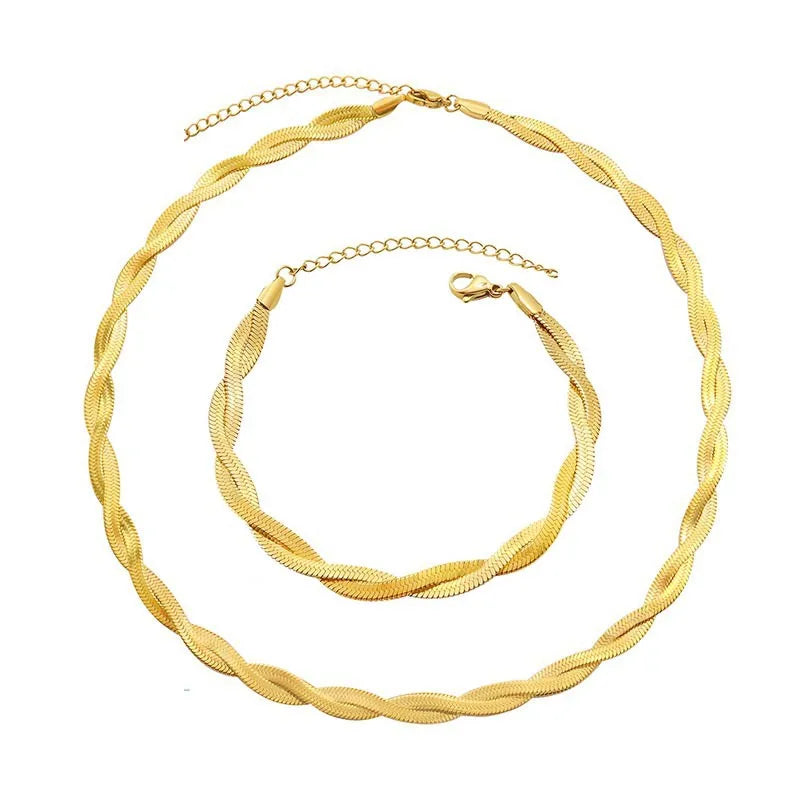 Wholesale Jewelry Simple Style Geometric 667 Stainless Steel Stainless Steel Vacuum Furnace Outer 18K Gold Plated Plating Chain Necklace