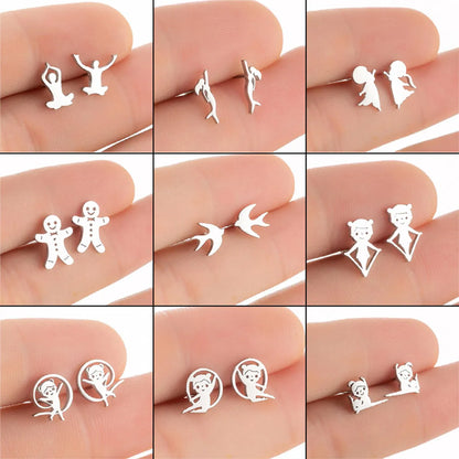 1 Pair Simple Style Geometric Plating 304 Stainless Steel 18K Gold Plated Ear Studs