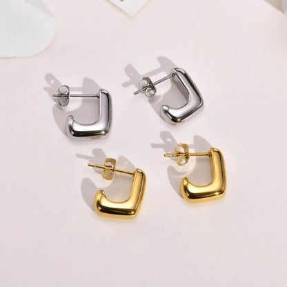 Simple Style Geometric Stainless Steel Plating Earrings 1 Pair