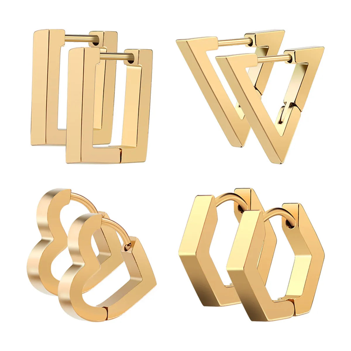 1 Piece Simple Style Geometric Plating Stainless Steel Earrings