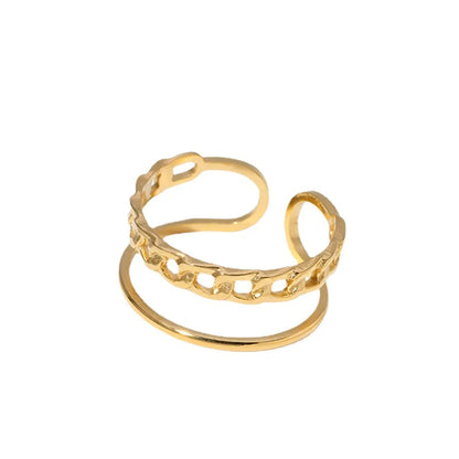 304 Stainless Steel 18K Gold Plated Simple Style Plating Hollow Out Geometric Open Rings