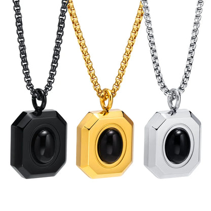 Simple Style Geometric Stainless Steel Plating Inlay Agate 18k Gold Plated Men's Pendant Necklace