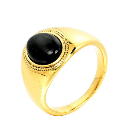 Simple Style Geometric Stainless Steel Plating Inlay Artificial Gemstones 18K Gold Plated Men'S Rings