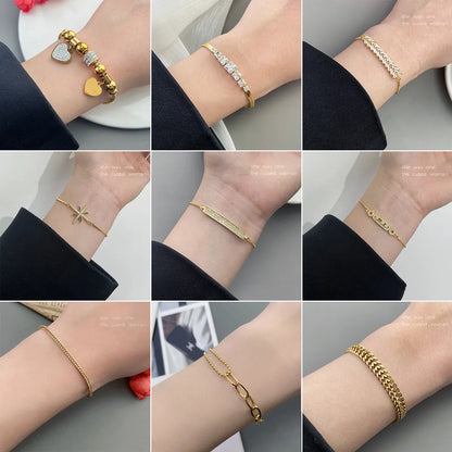 Simple Style Geometric Stainless Steel Plating Inlay Artificial Pearls Bracelets