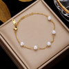 Simple Style Geometric Stainless Steel Plating Inlay Artificial Pearls Bracelets