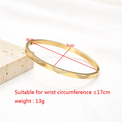 Simple Style Geometric Stainless Steel Plating Inlay Zircon Gold Plated Bangle