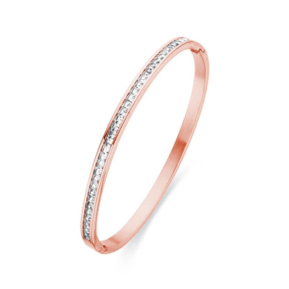 Simple Style Geometric Stainless Steel Plating Inlay Zircon Gold Plated Bangle