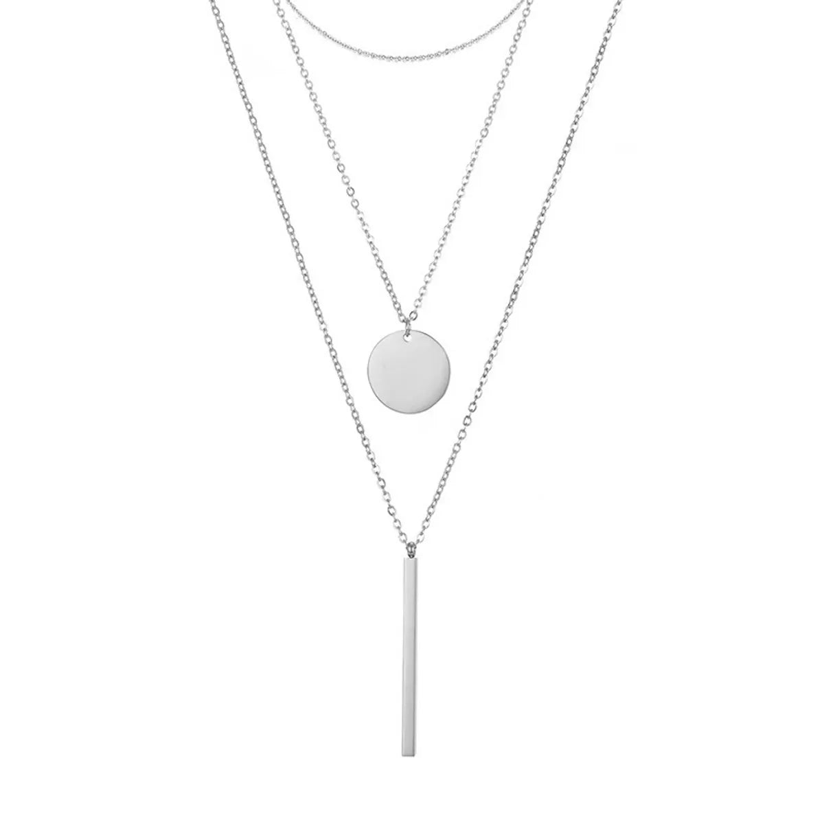 Simple Style Geometric Stainless Steel Plating Layered Necklaces