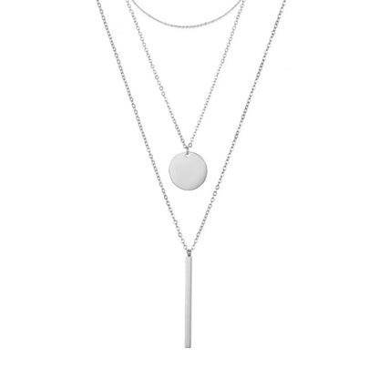 Simple Style Geometric Stainless Steel Plating Layered Necklaces