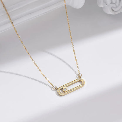 Simple Style Geometric Stainless Steel Polishing Plating Inlay Zircon 14k Gold Plated Necklace