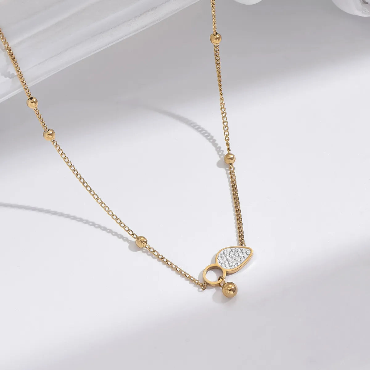 Simple Style Geometric Stainless Steel Polishing Plating Inlay Zircon 14k Gold Plated Necklace