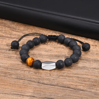 Simple Style Geometric Stainless Steel Tiger Eye Bracelets In Bulk