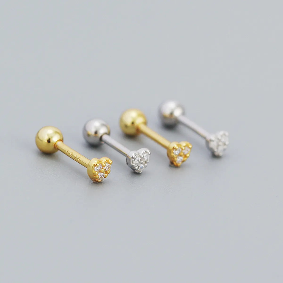 Simple Style Geometric Plating Metal Sterling Silver Rhinestones Ear Studs