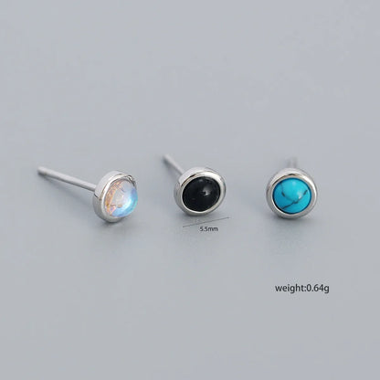 Simple Style Geometric Plating Sterling Silver Turquoise Ear Studs