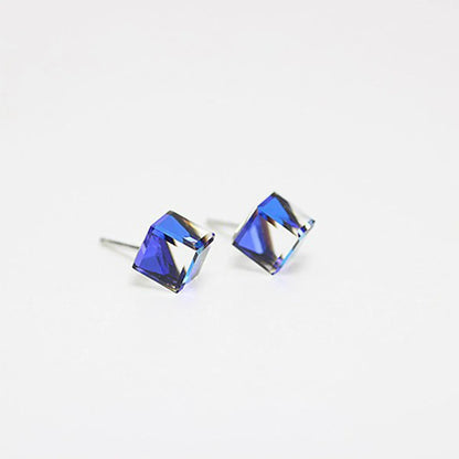 Simple Style Geometric Sterling Silver Gem Ear Studs 1 Pair