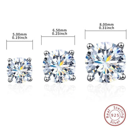 Simple Style Geometric Sterling Silver Gra Plating Inlay Moissanite Silver Plated Ear Studs