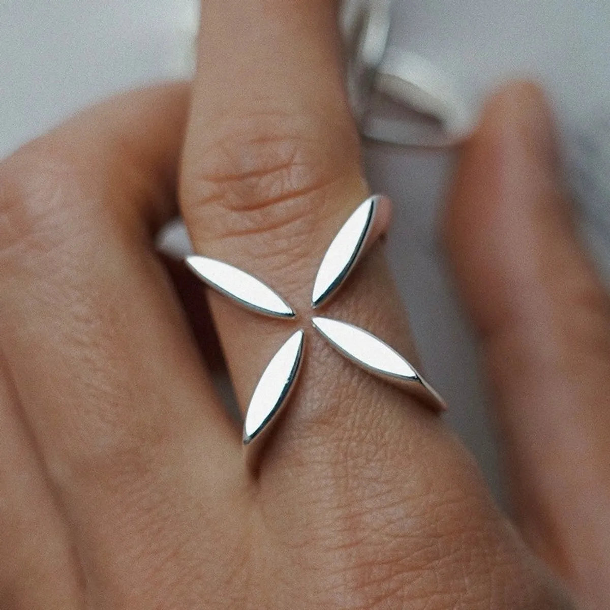 Simple Style Geometric Sterling Silver Open Rings