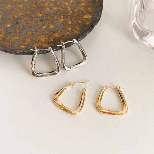 1 Pair Simple Style Geometric Copper Plating White Gold Plated Earrings