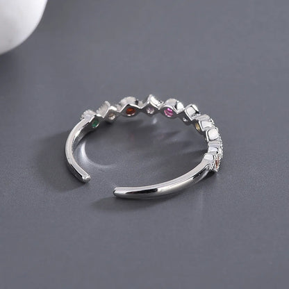 Simple Style Geometric Sterling Silver Plating Inlay Zircon Open Ring