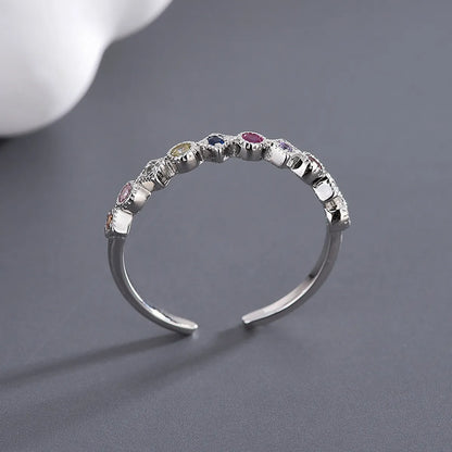 Simple Style Geometric Sterling Silver Plating Inlay Zircon Open Ring