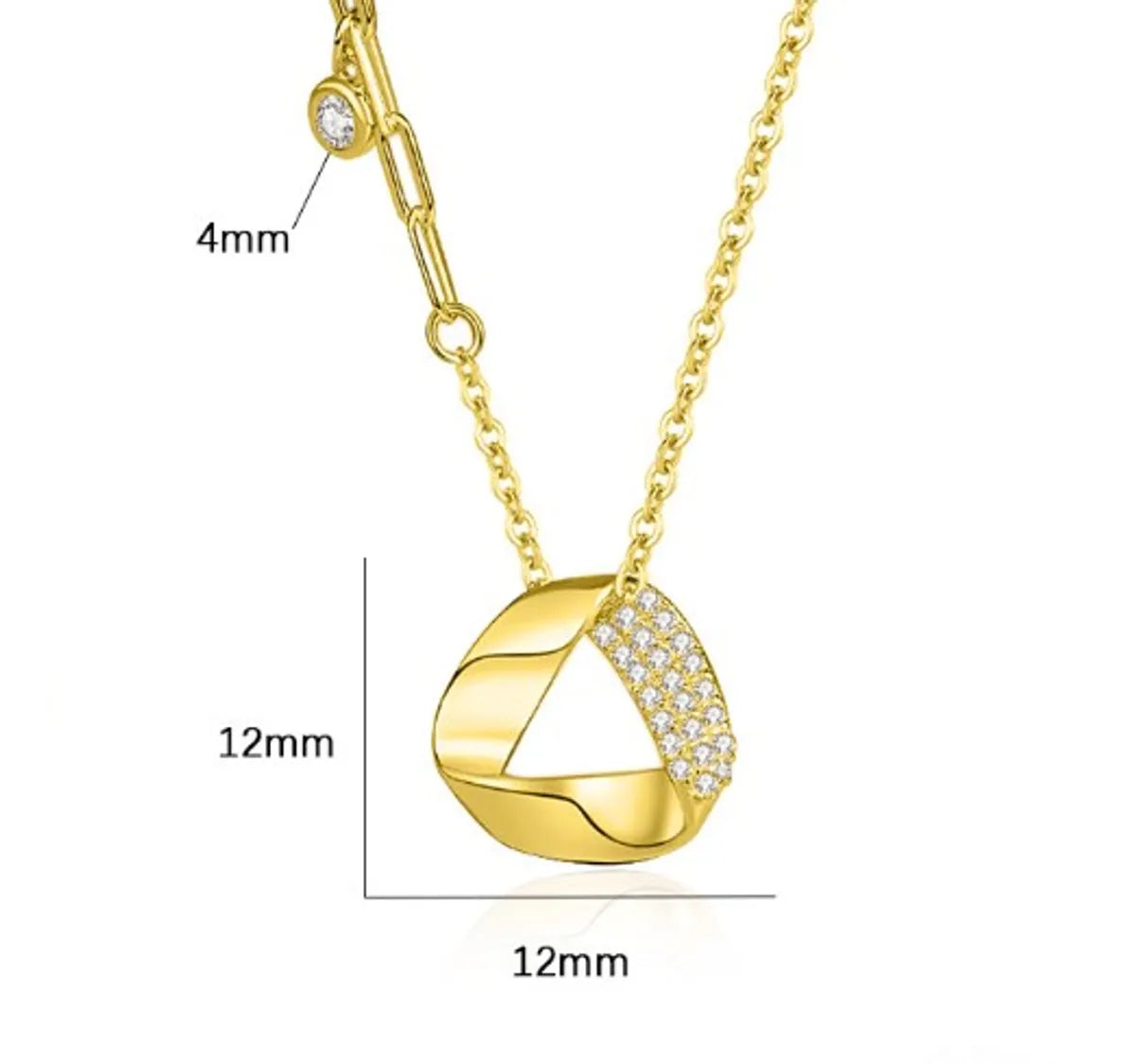 Simple Style Geometric Sterling Silver Plating Inlay Zircon Pendant Necklace