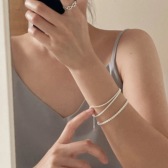 Simple Style Geometric Sterling Silver Plating Inlay Zircon Silver Plated Bracelets