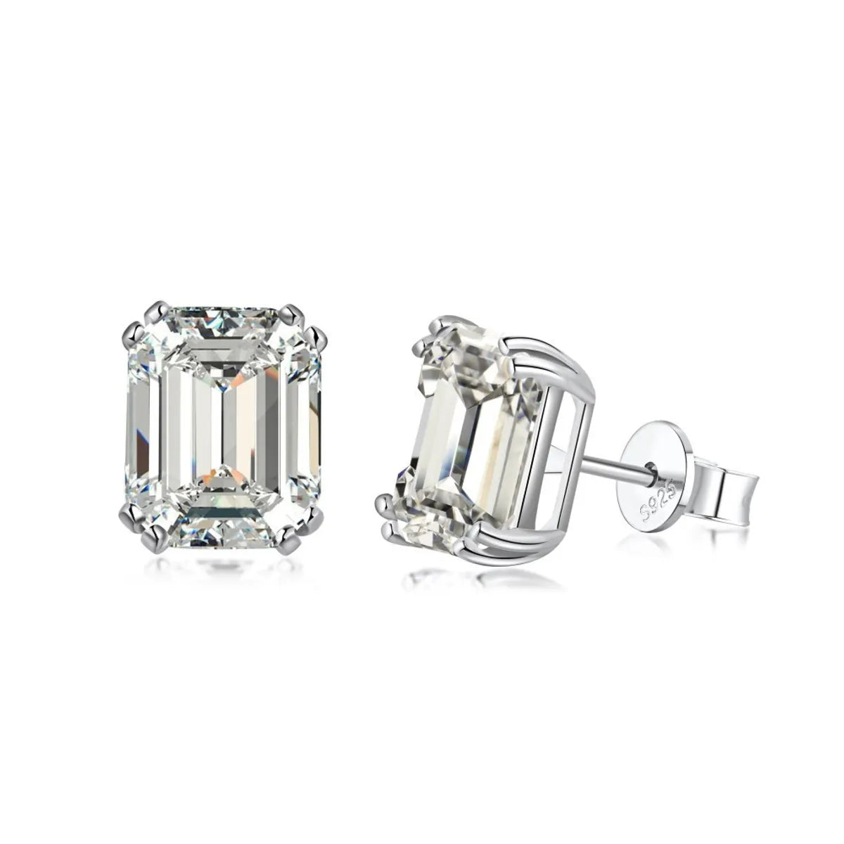 Simple Style Geometric Sterling Silver Plating Zircon Ear Studs 1 Pair