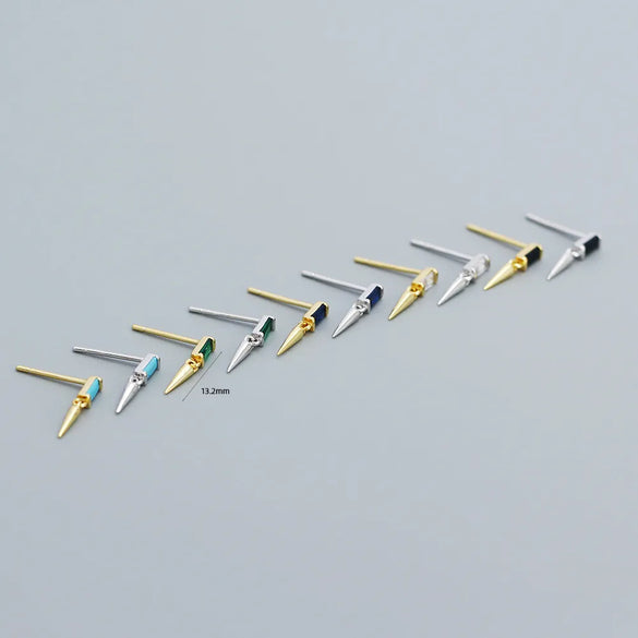 Simple Style Geometric Sterling Silver Plating Zircon Ear Studs 1 Pair