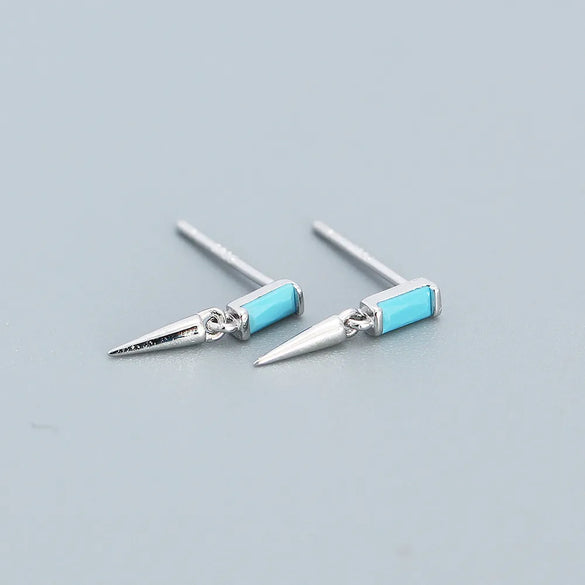 Simple Style Geometric Sterling Silver Plating Zircon Ear Studs 1 Pair