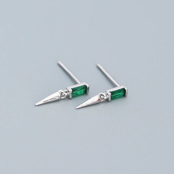 Simple Style Geometric Sterling Silver Plating Zircon Ear Studs 1 Pair