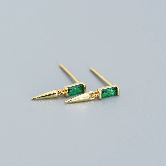 Simple Style Geometric Sterling Silver Plating Zircon Ear Studs 1 Pair