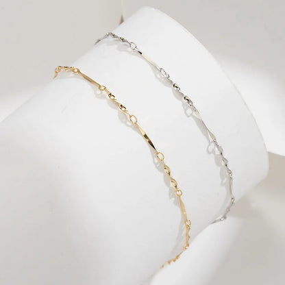 Simple Style Geometric Sterling Silver Polishing 14K Gold Plated White Gold Plated Women'S Anklet