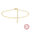 Wholesale Jewelry Simple Style Geometric 925 Sterling Silver 14K Gold Plated White Gold Plated Polishing Anklet