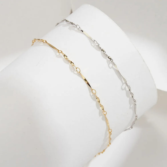 Wholesale Jewelry Simple Style Geometric 925 Sterling Silver 14K Gold Plated White Gold Plated Polishing Anklet