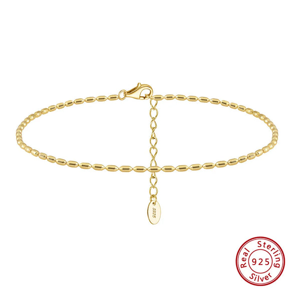 Wholesale Jewelry Simple Style Geometric 925 Sterling Silver 14K Gold Plated White Gold Plated Polishing Anklet