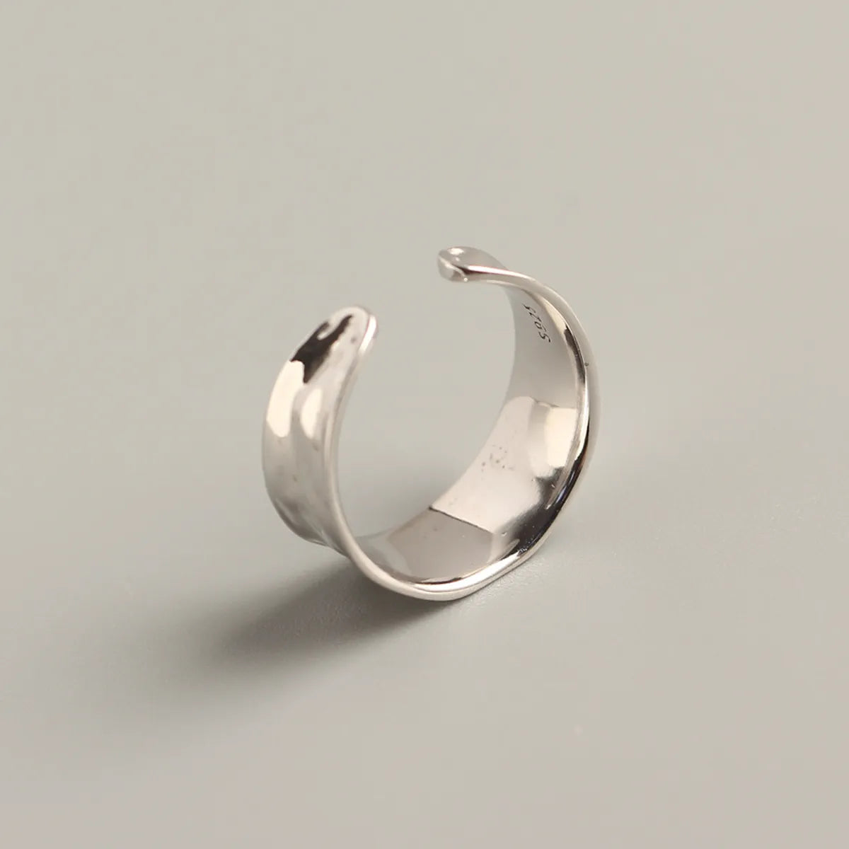 Simple Style Geometric Sterling Silver Polishing Open Ring