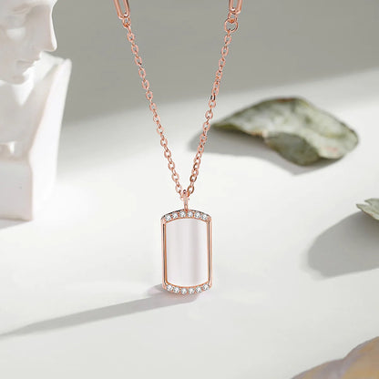 Simple Style Geometric Sterling Silver Polishing Plating Inlay Shell Zircon Pendant Necklace