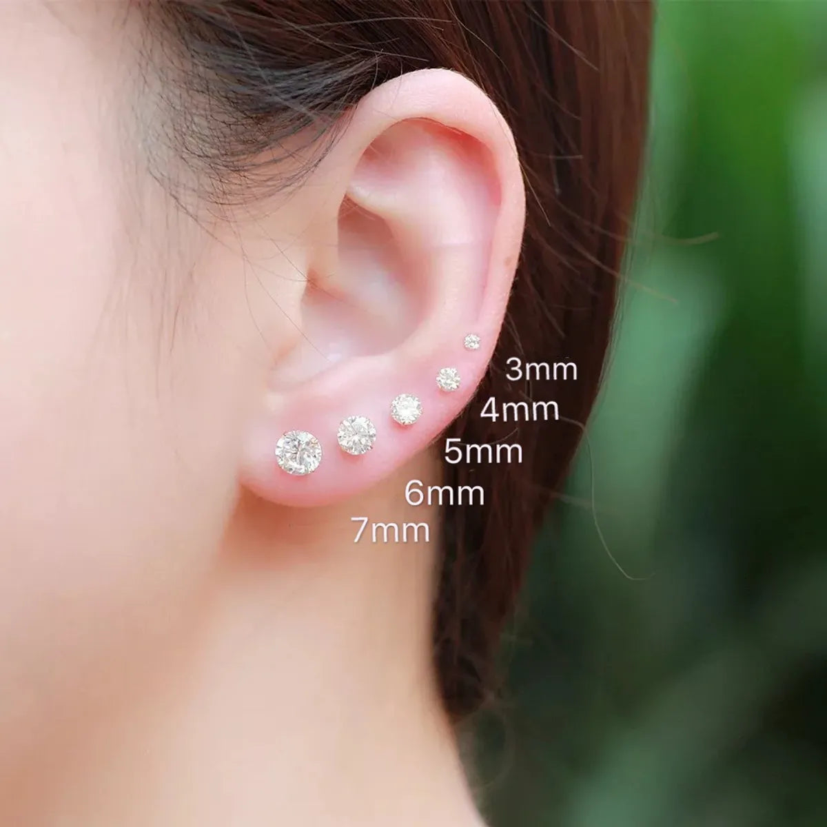 1 Pair Simple Style Geometric Sterling Silver Zircon Ear Studs