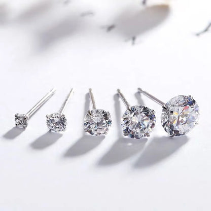 1 Pair Simple Style Geometric Sterling Silver Zircon Ear Studs