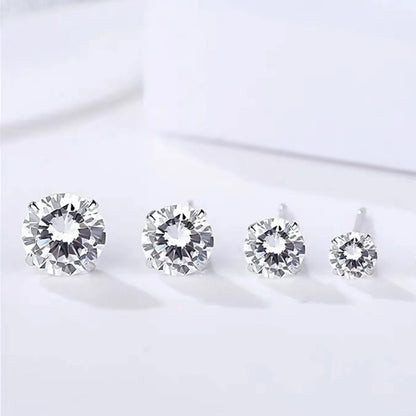 1 Pair Simple Style Geometric Sterling Silver Zircon Ear Studs