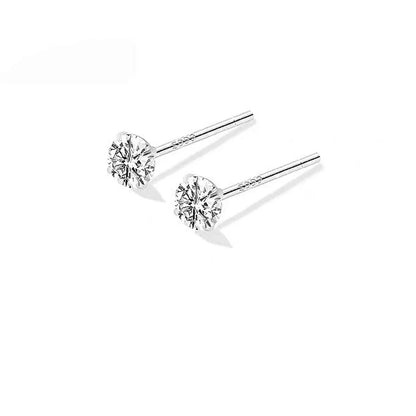 1 Pair Simple Style Geometric Sterling Silver Zircon Ear Studs